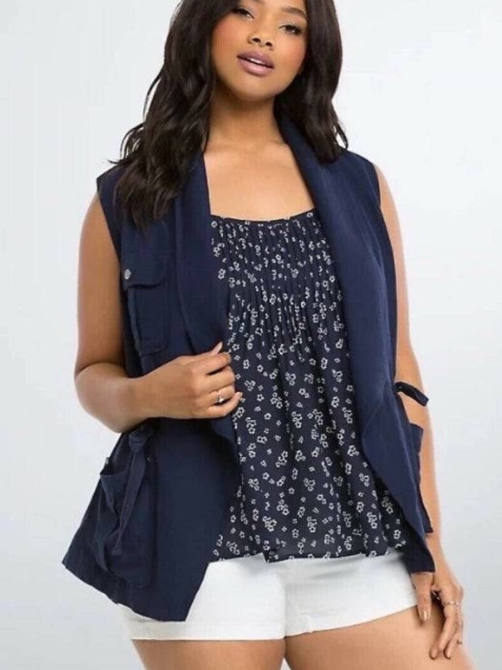 NWOT Navy Cinch Waist Utility Vest